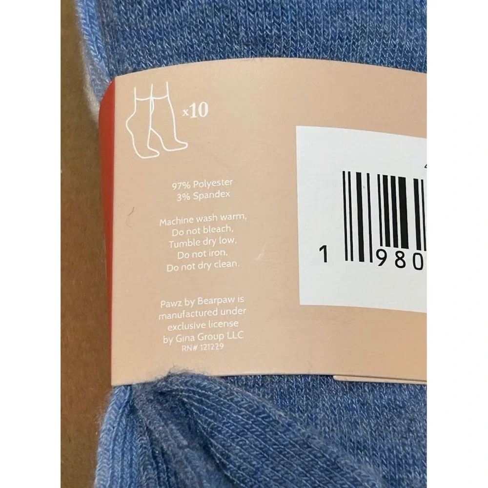 Pawz by Bearpaw Women Blue White Quarter Socks 10 Pair Pack Shoe Size 5-10 NEW
